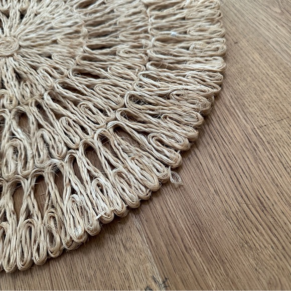 Set of 3 Round Boho Wicker Rattan Neutral Woven Raffia Wall Decor 16" - Picture 4 of 5